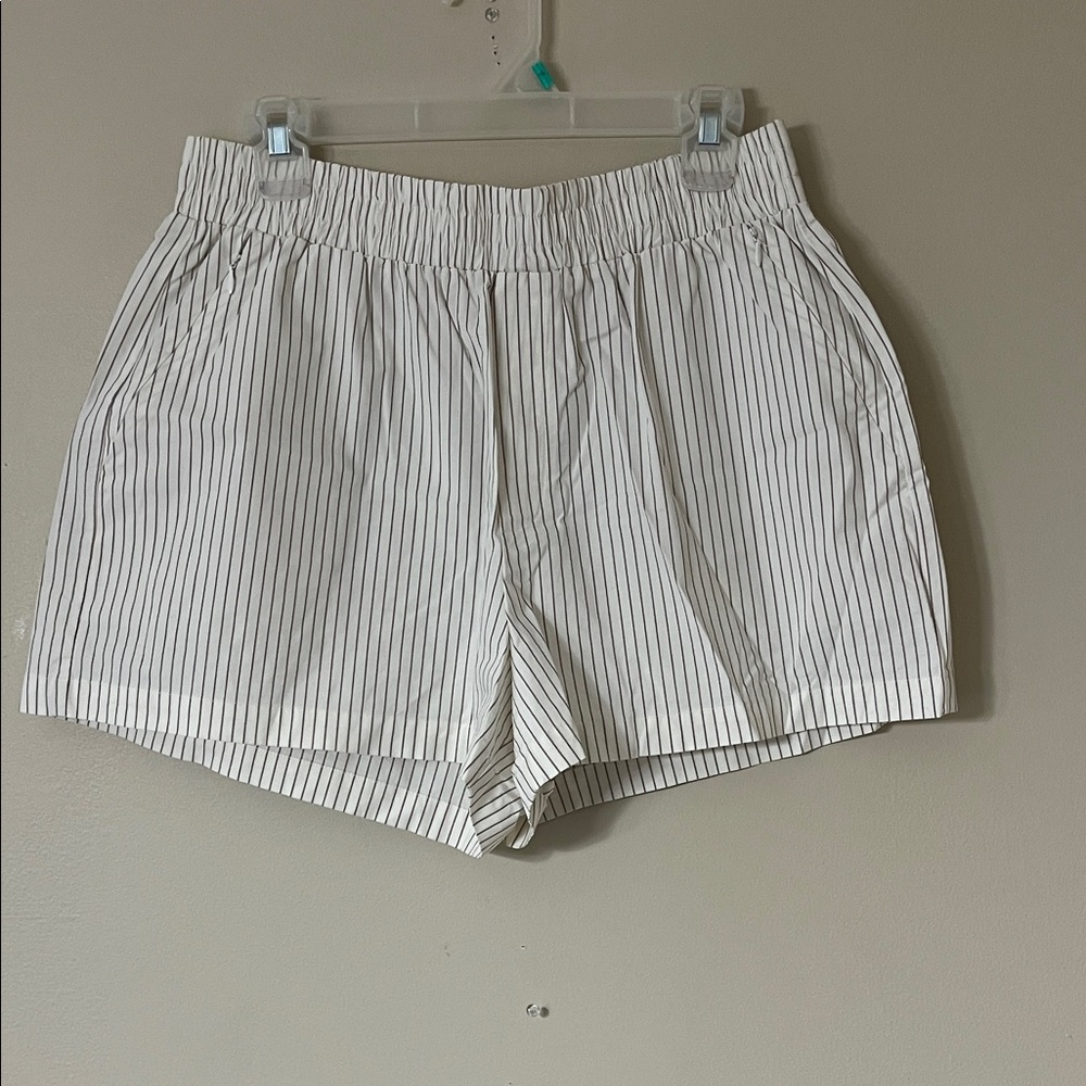 Good American High Waist Striped Shorts - White